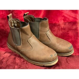 Deluxe Sz‎ 8 Comfort Brown Leather Chelsea Boots Work Safety Casual Ankle Boots